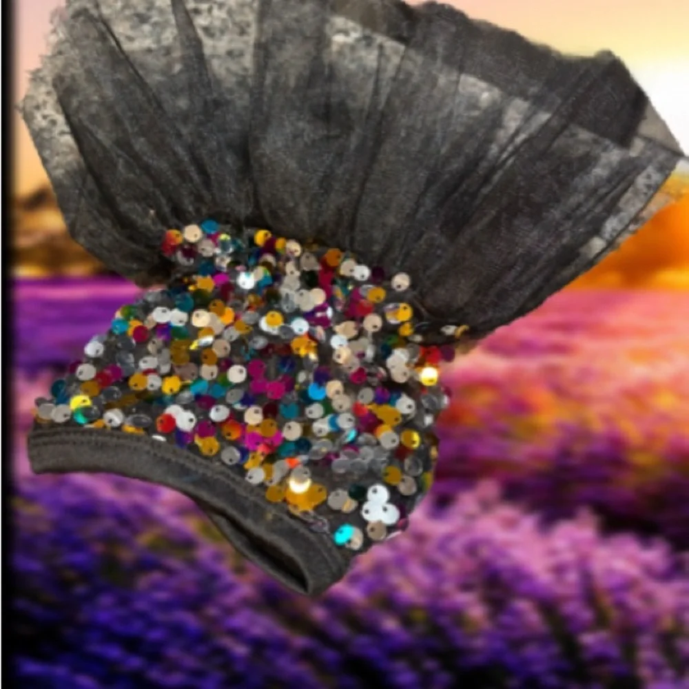Black Tulle XS for tiny Dog,Dress with Colorful Sequins. Never worn-without tags